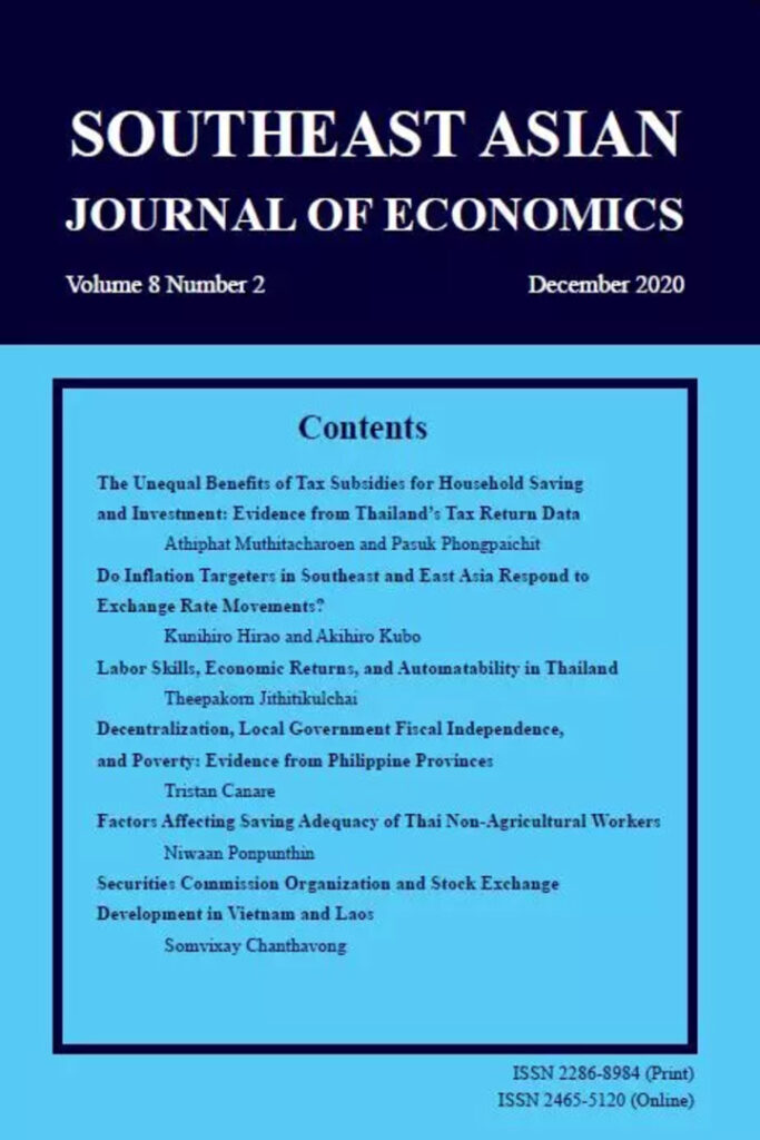 SOUTHEAST ASIAN JOURNAL OF ECONOMICS